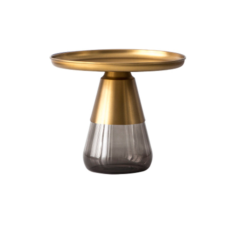 Mid-Century Modern Pedestal Tray Top Round Single Coffee Table
