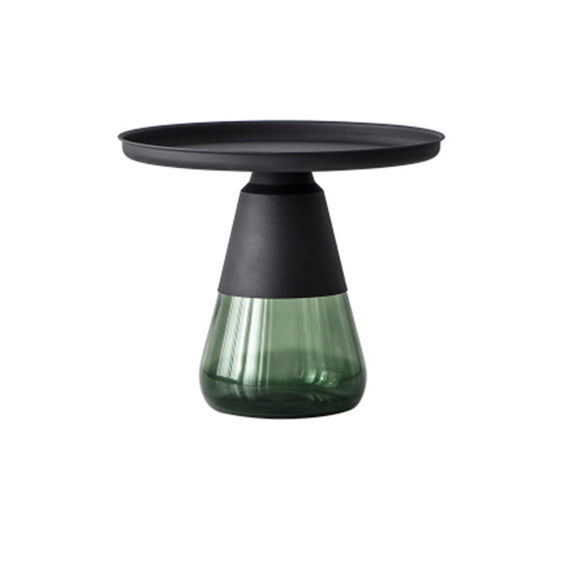 Mid-Century Modern Pedestal Tray Top Round Single Coffee Table
