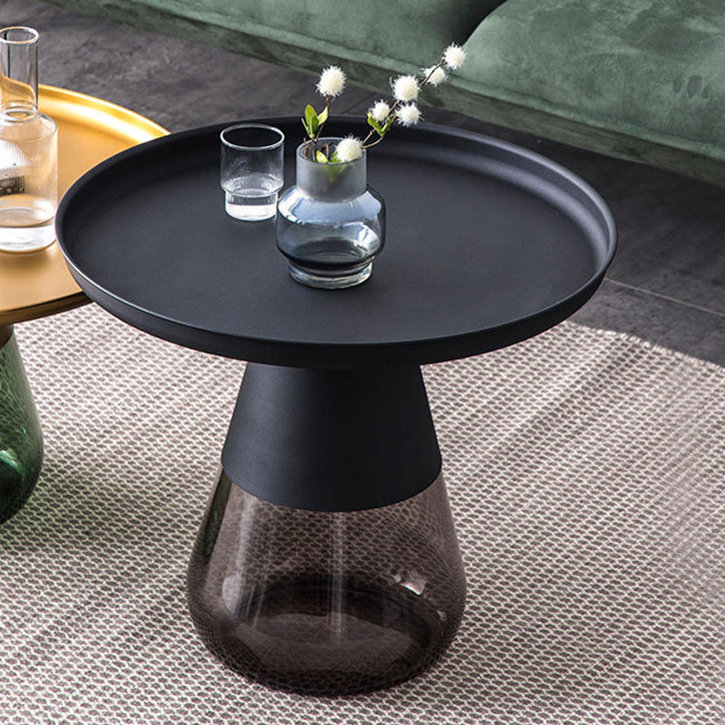 Mid-Century Modern Pedestal Tray Top Round Single Coffee Table