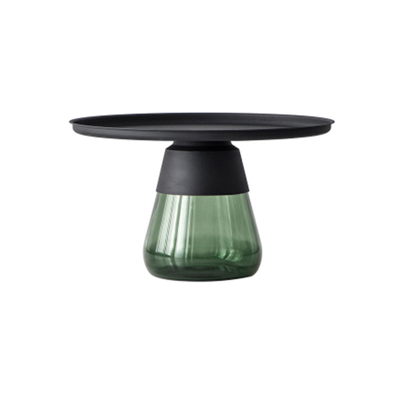 Mid-Century Modern Pedestal Tray Top Round Single Coffee Table