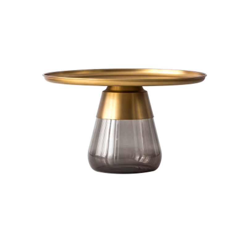 Mid-Century Modern Pedestal Tray Top Round Single Coffee Table