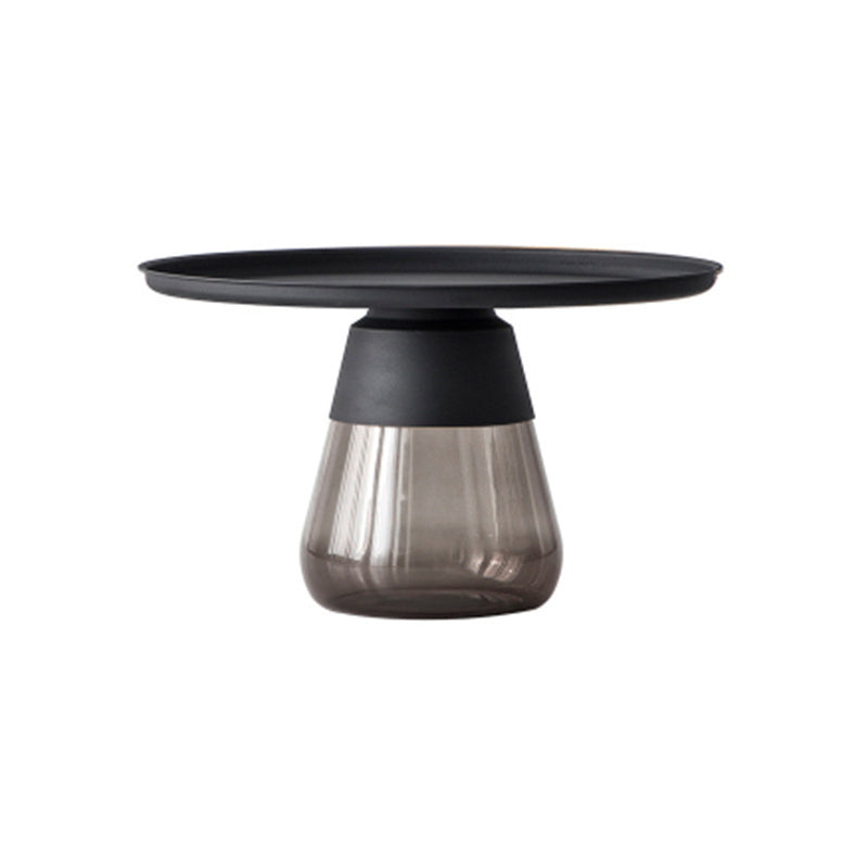 Mid-Century Modern Pedestal Tray Top Round Single Coffee Table