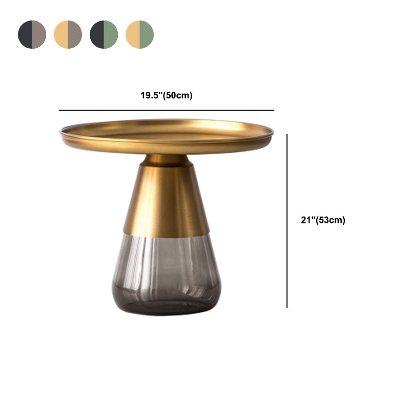 Mid-Century Modern Pedestal Tray Top Round Single Coffee Table