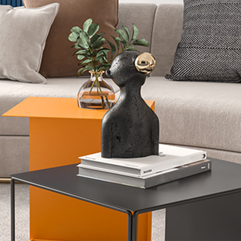 Trestle Coffee Table Mid-Century Modern Iron Coffee Table for Living Room