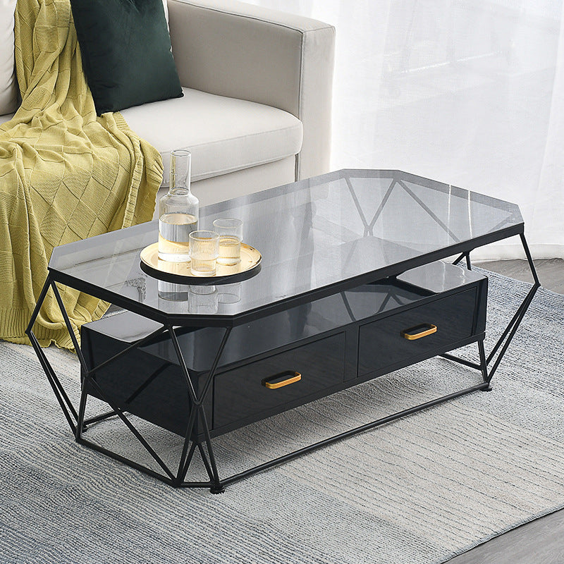 Contemporary Coffee Table with 2 Drawers Single Frame Coffee Table