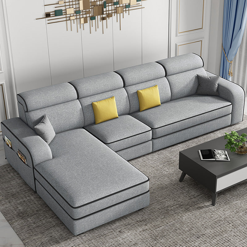 Cotton Blend Square Arm Sofa & Chaise for Living Room with storage
