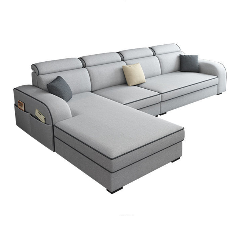 Cotton Blend Square Arm Sofa & Chaise for Living Room with storage