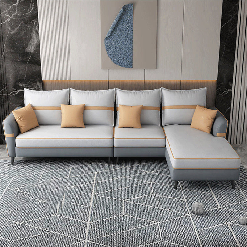 Modern 29.52 " H Faux Leather Flared Arm Sofa & Chaise for Living Room