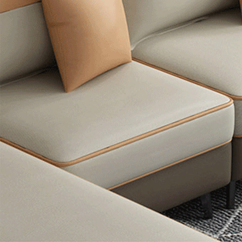 Modern 29.52 " H Faux Leather Flared Arm Sofa & Chaise for Living Room