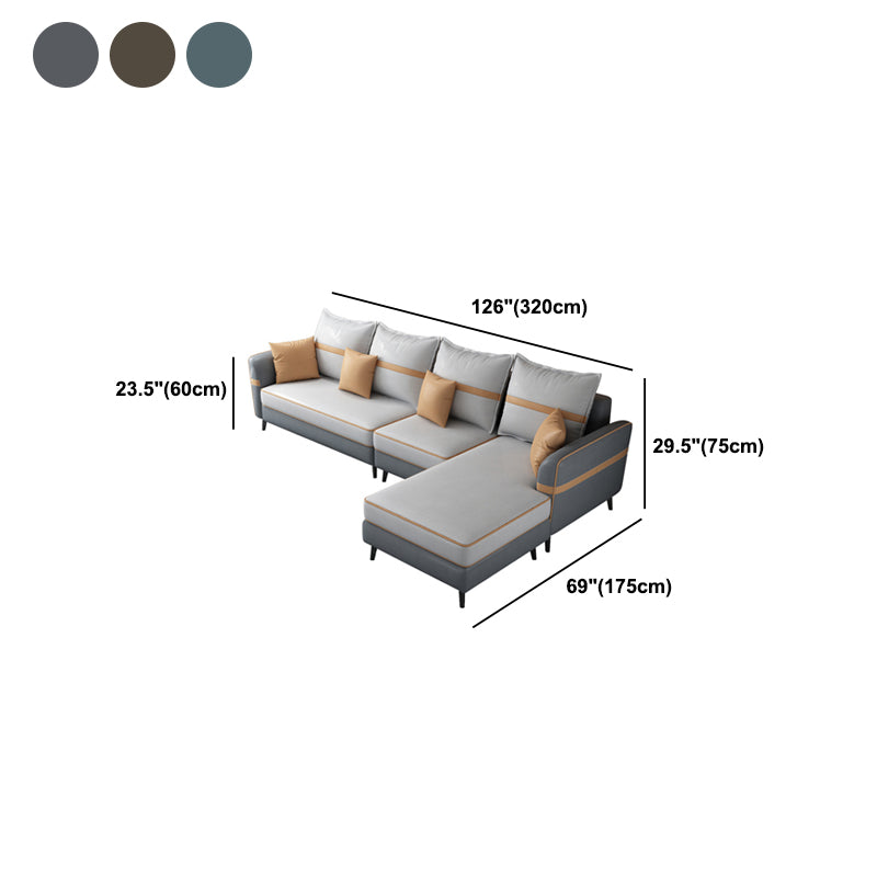 Modern 29.52 " H Faux Leather Flared Arm Sofa & Chaise for Living Room