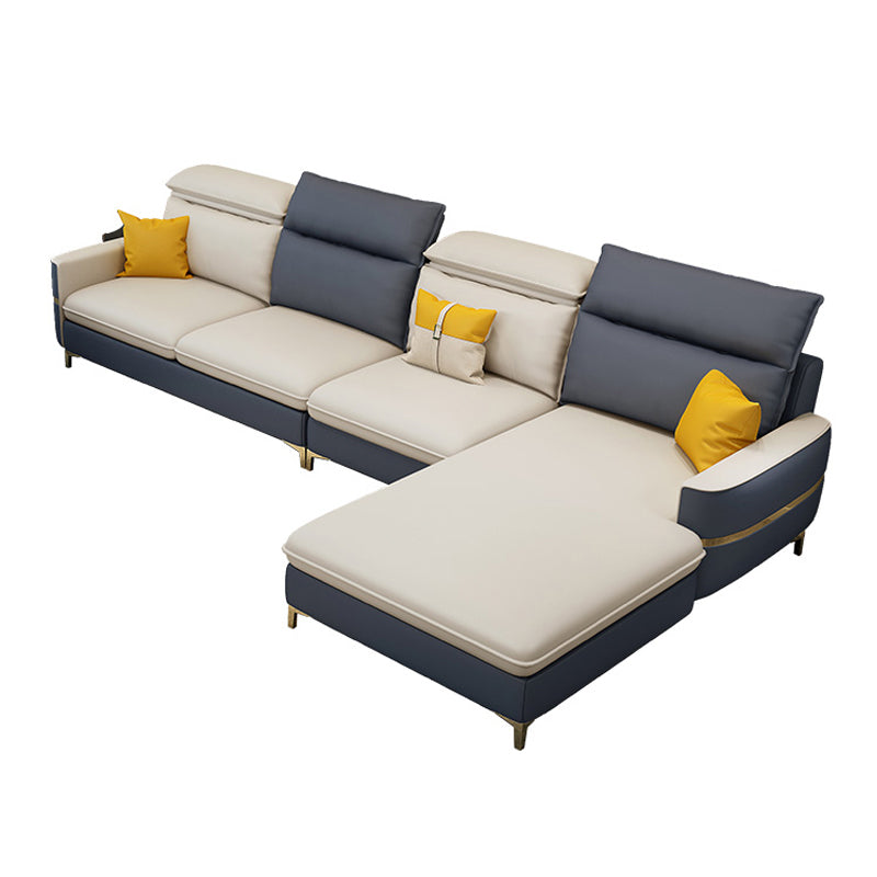 Modern 33.46 " H Faux Leather Square Arm Sofa & Chaise for Living Room