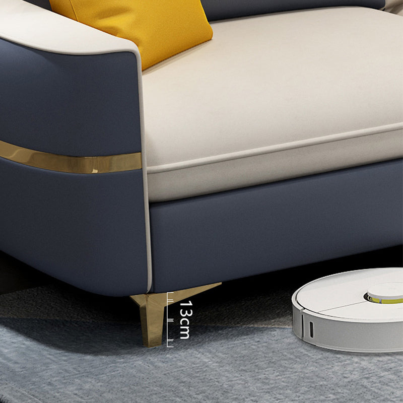 Modern 33.46 " H Faux Leather Square Arm Sofa & Chaise for Living Room