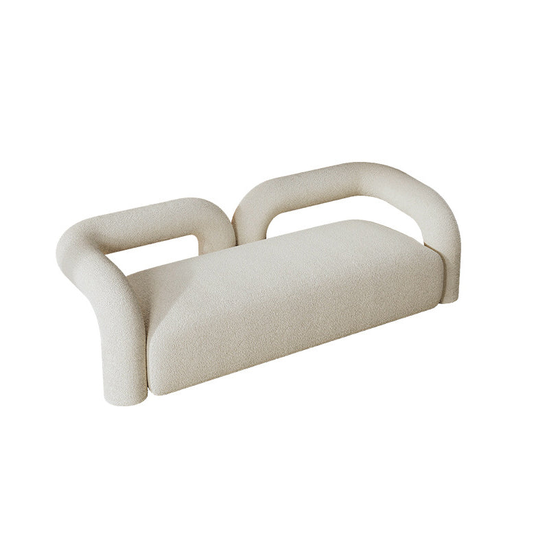 Contemporary Style Curved Sofa Statement Tuxedo Arm Sofa in White