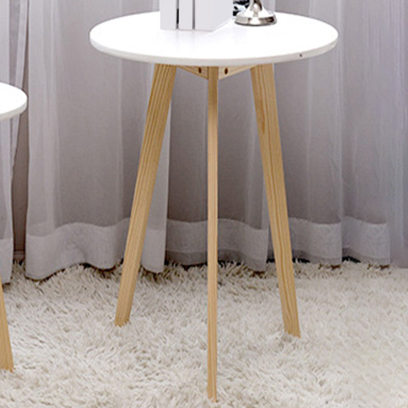 27.56" Tall Round Wood Side Table Contemporary Tri Pin End Table