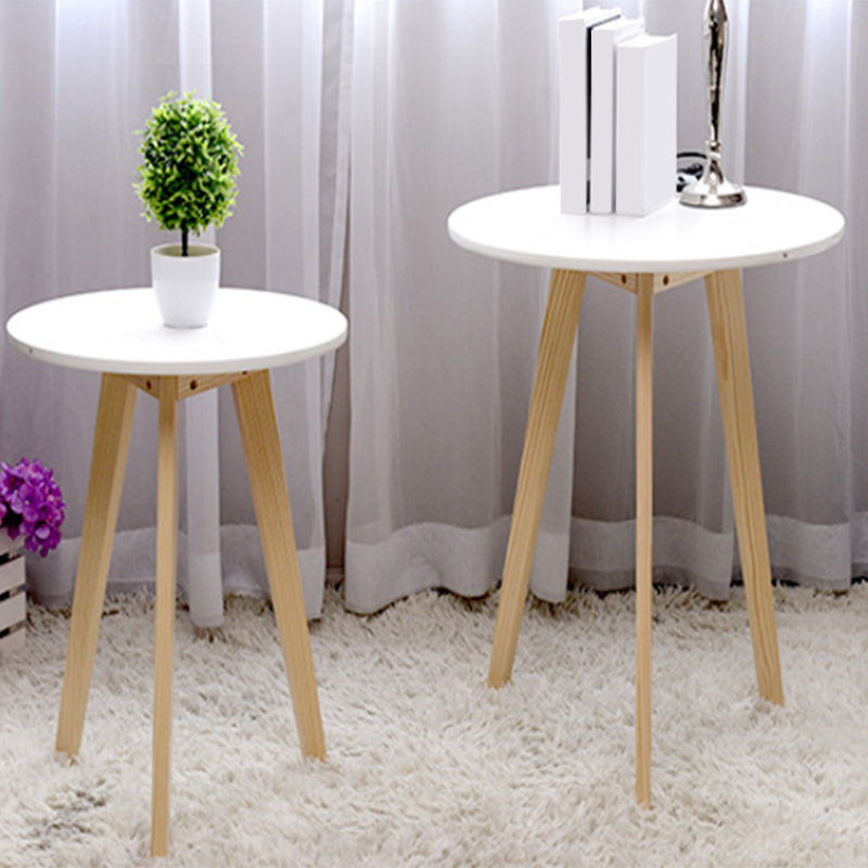 27.56" Tall Round Wood Side Table Contemporary Tri Pin End Table