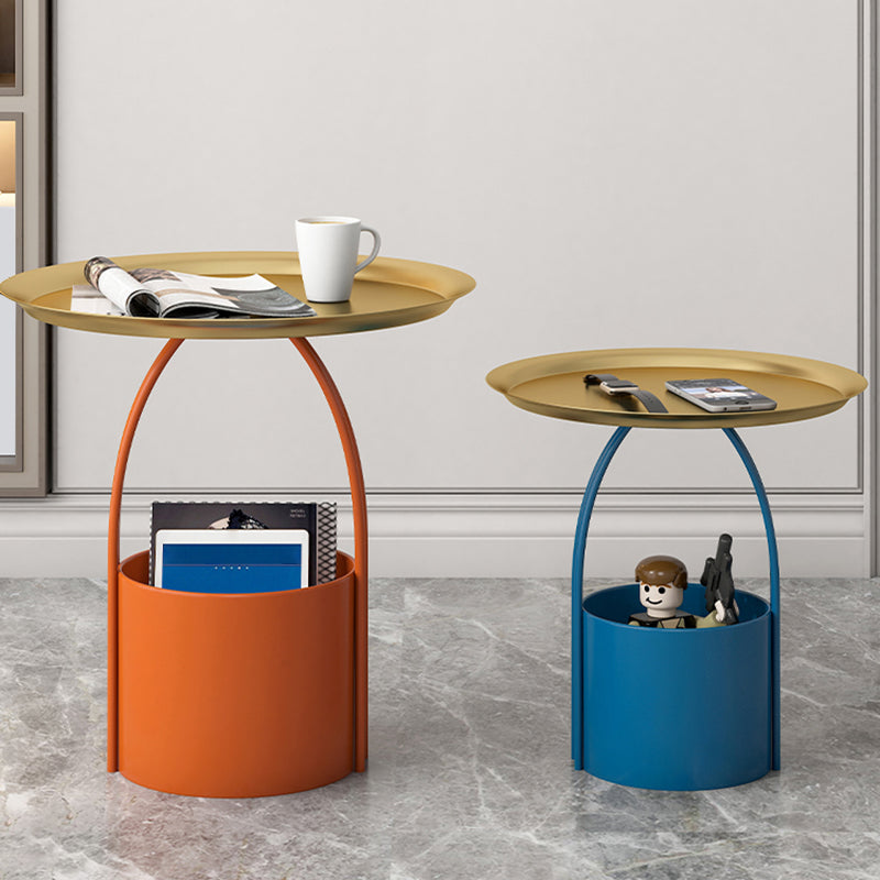 Mid-Century Tray Top Side End Table Metal Corner Table for Living Room