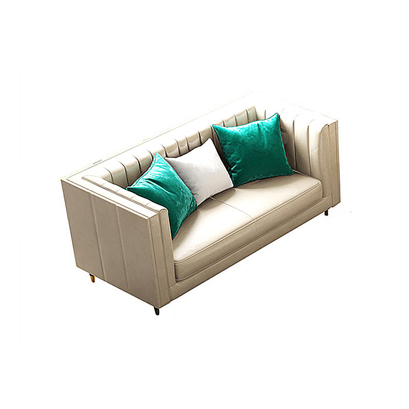 Genuine Leather Tuxedo Arm Sofa Contemporary Tight Back Standard Sofa