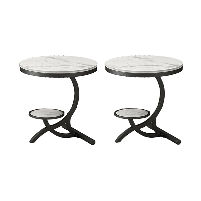 Modern Double Tier Side End Table White Corner Table for Living Room