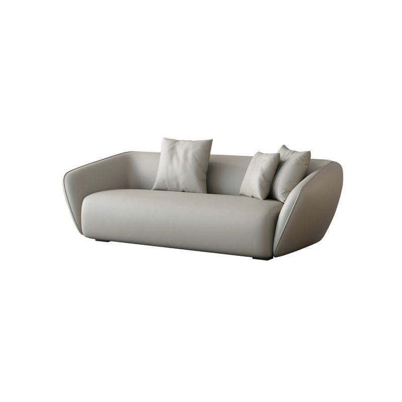 Genuine Leather Sloped Arm Sofa Contemporary Standard Sofa with Pillows