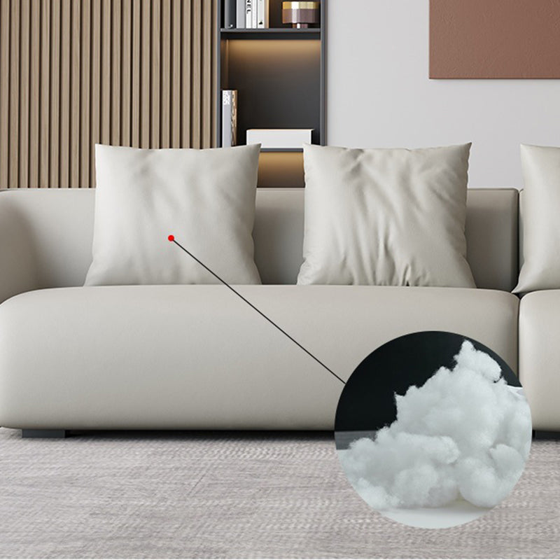 Genuine Leather Sloped Arm Sofa Contemporary Standard Sofa with Pillows