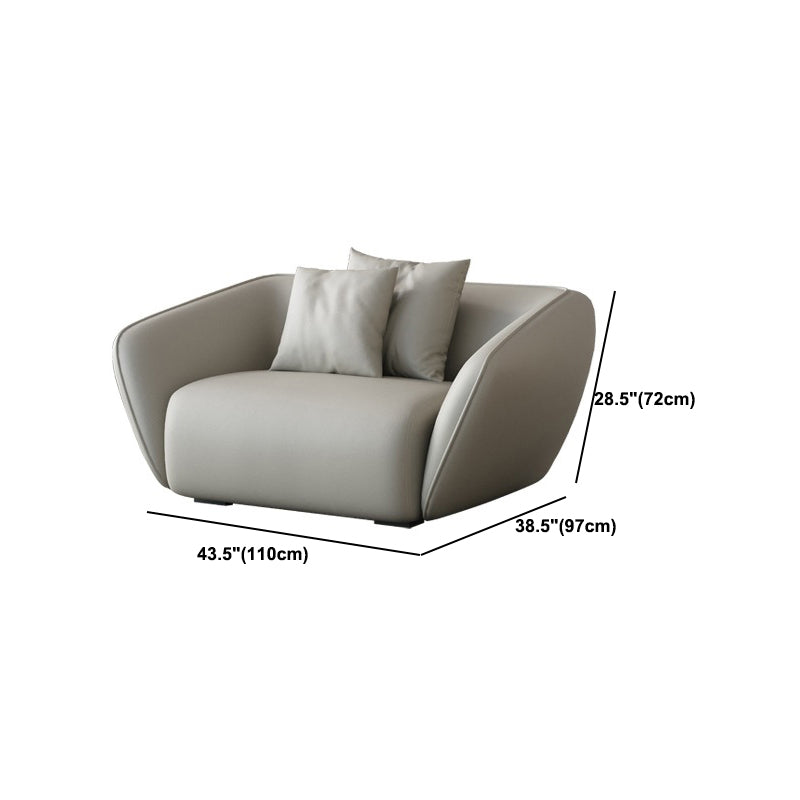 Genuine Leather Sloped Arm Sofa Contemporary Standard Sofa with Pillows