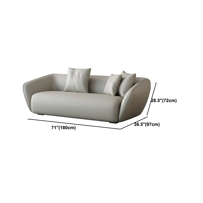 Genuine Leather Sloped Arm Sofa Contemporary Standard Sofa with Pillows