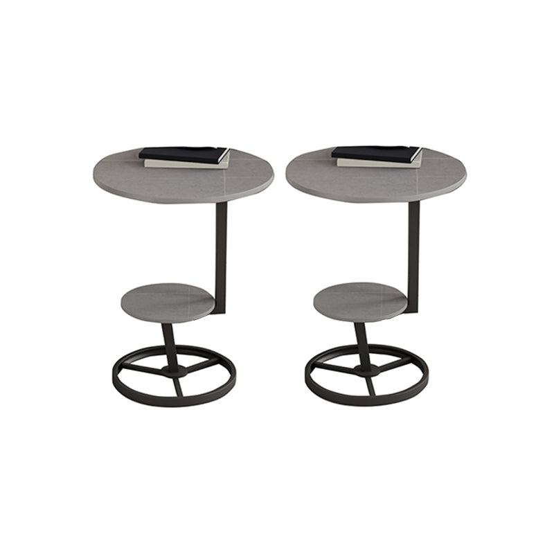 Modern Double Tier Side End Table Round Corner Table for Living Room