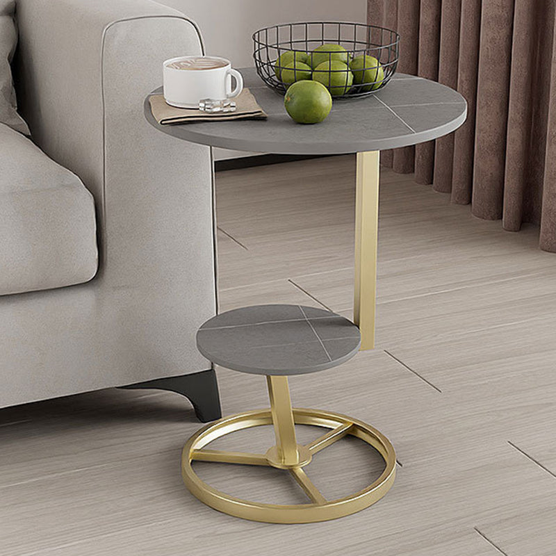 Modern Double Tier Side End Table Round Corner Table for Living Room