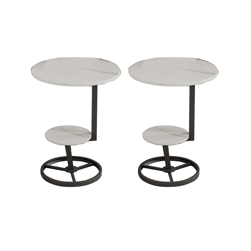 Modern Double Tier Side End Table Round Corner Table for Living Room