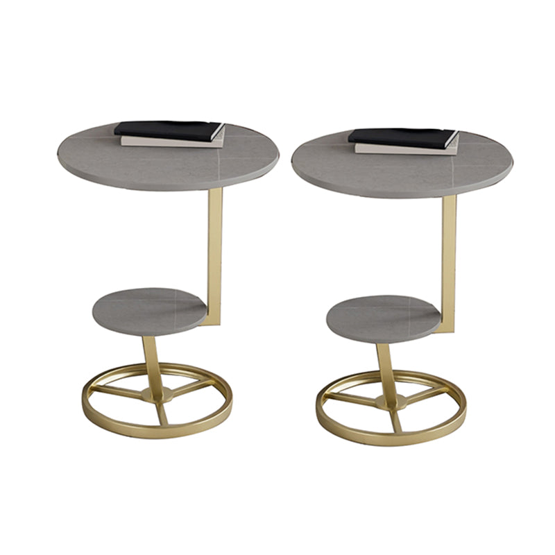 Modern Double Tier Side End Table Round Corner Table for Living Room