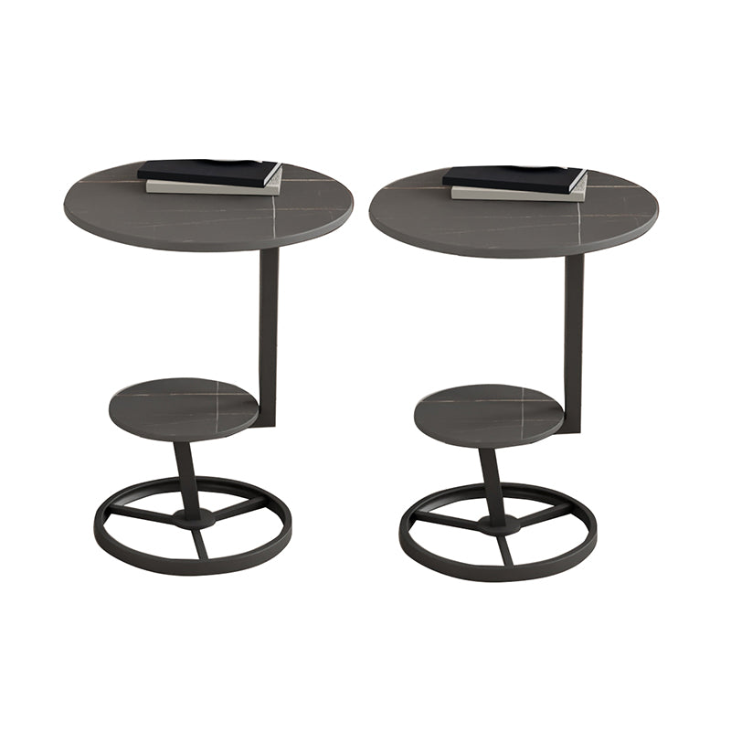 Modern Double Tier Side End Table Round Corner Table for Living Room