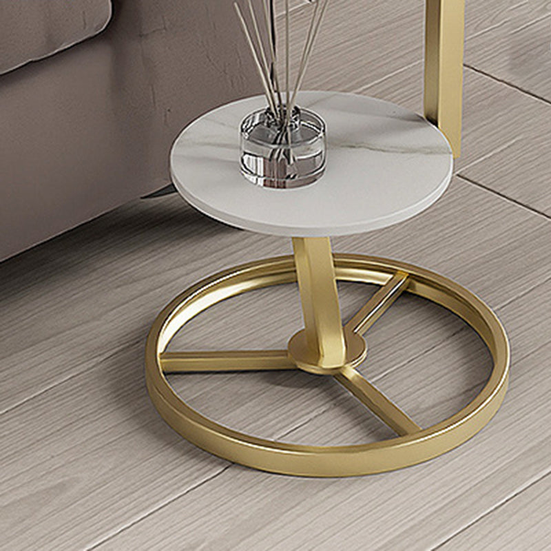 Modern Double Tier Side End Table Round Corner Table for Living Room