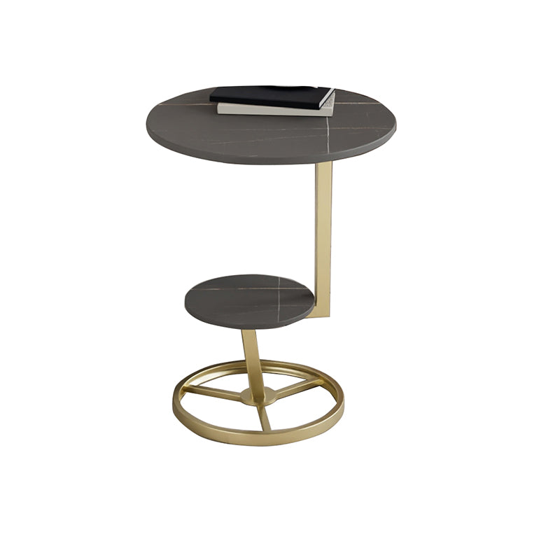 Modern Double Tier Side End Table Round Corner Table for Living Room