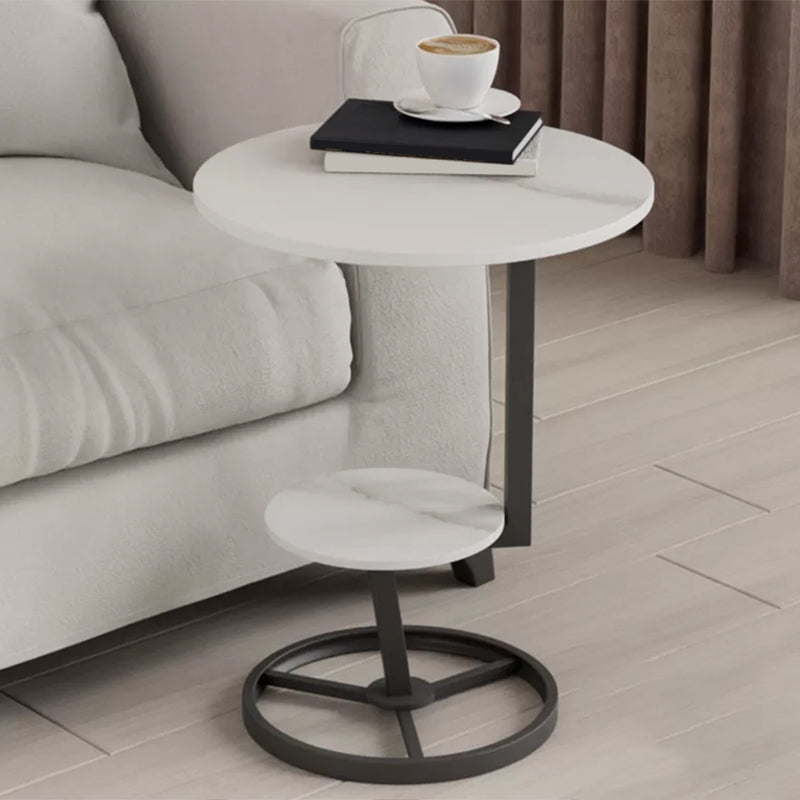 Modern Double Tier Side End Table Round Corner Table for Living Room