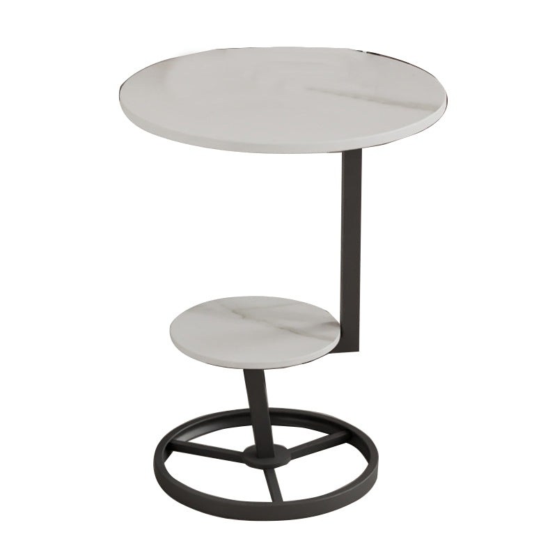 Modern Double Tier Side End Table Round Corner Table for Living Room
