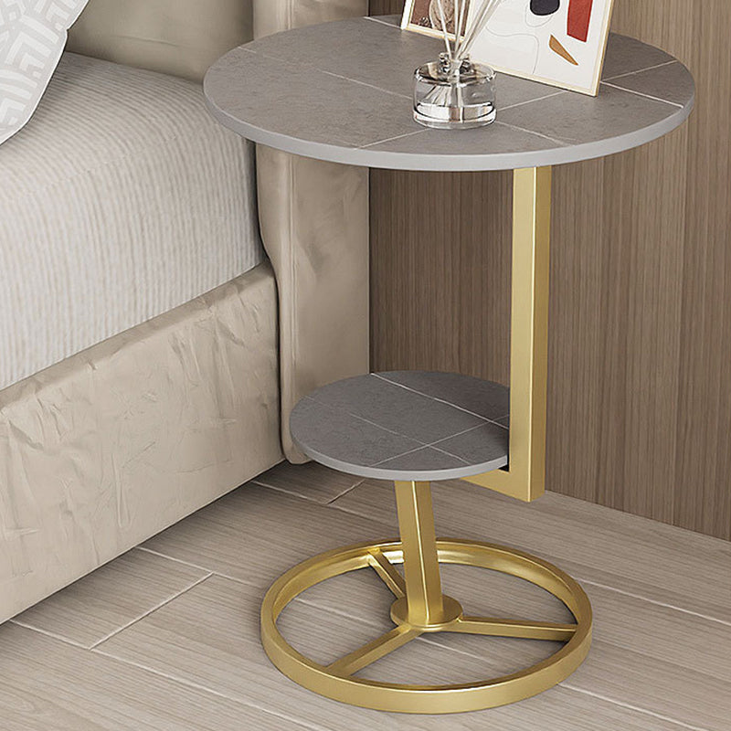 Modern Double Tier Side End Table Round Corner Table for Living Room