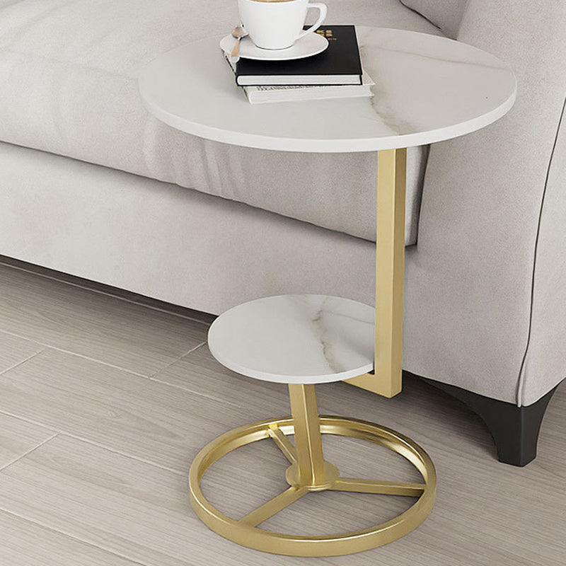 Modern Double Tier Side End Table Round Corner Table for Living Room