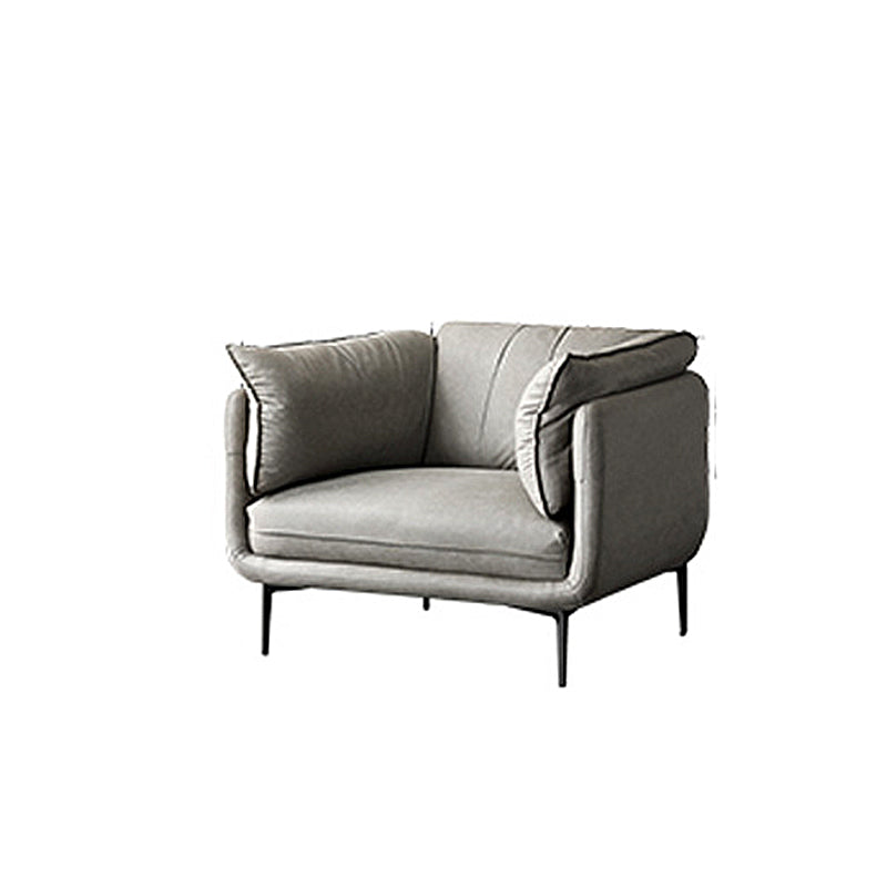 Modern Faux Leather Sofa Stain-resistant Tuxedo Arm Sofa in Gray