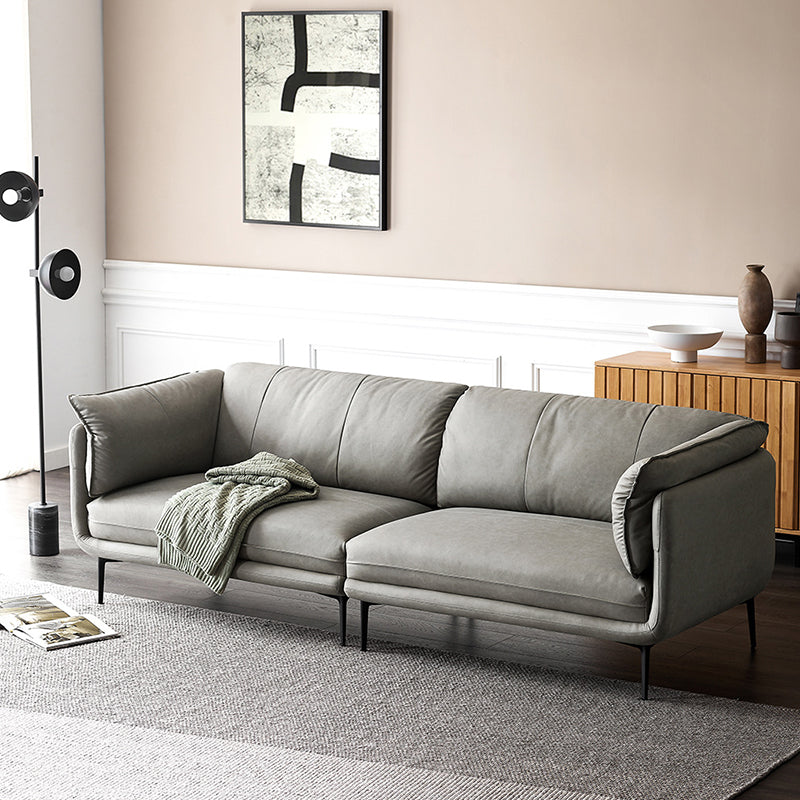 Modern Faux Leather Sofa Stain-resistant Tuxedo Arm Sofa in Gray