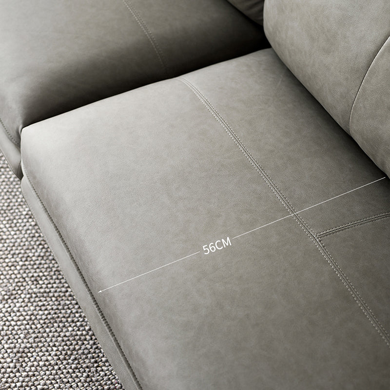 Modern Faux Leather Sofa Stain-resistant Tuxedo Arm Sofa in Gray