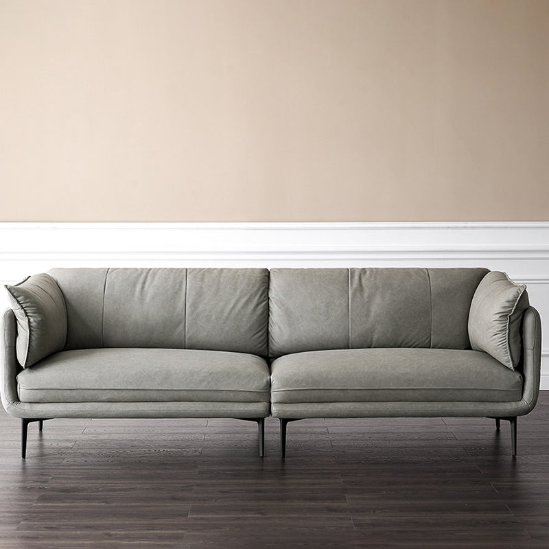 Modern Faux Leather Sofa Stain-resistant Tuxedo Arm Sofa in Gray