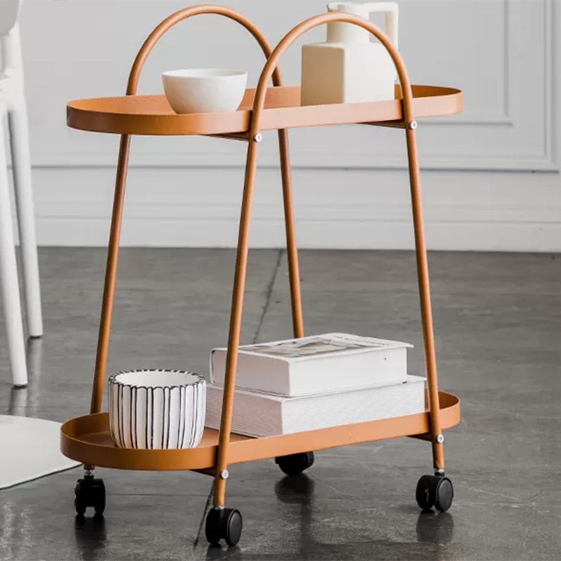 Mid-Century Side Table with Metal Shelves Geometric Tray Top Corner Table