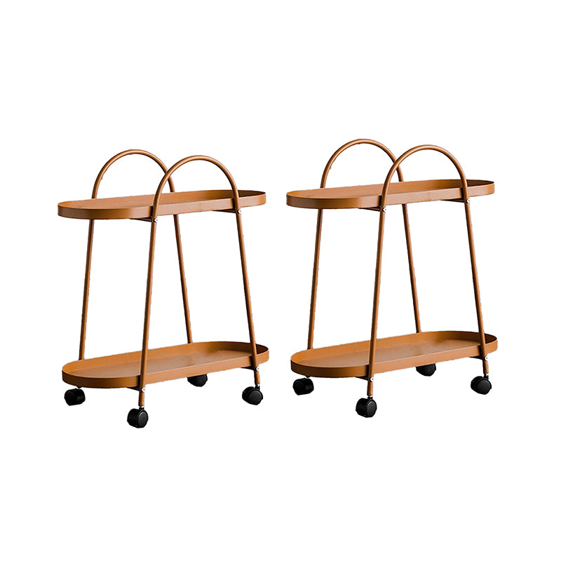 Mid-Century Side Table with Metal Shelves Geometric Tray Top Corner Table
