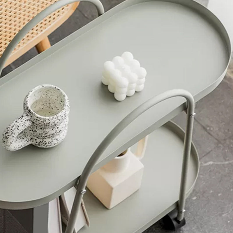 Mid-Century Side Table with Metal Shelves Geometric Tray Top Corner Table