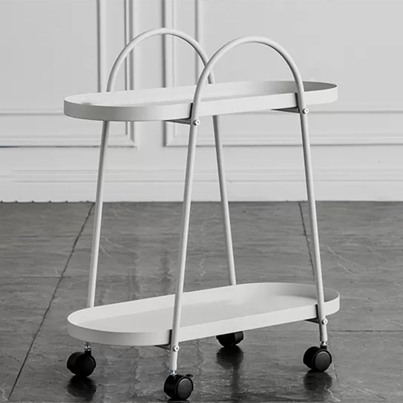 Mid-Century Side Table with Metal Shelves Geometric Tray Top Corner Table