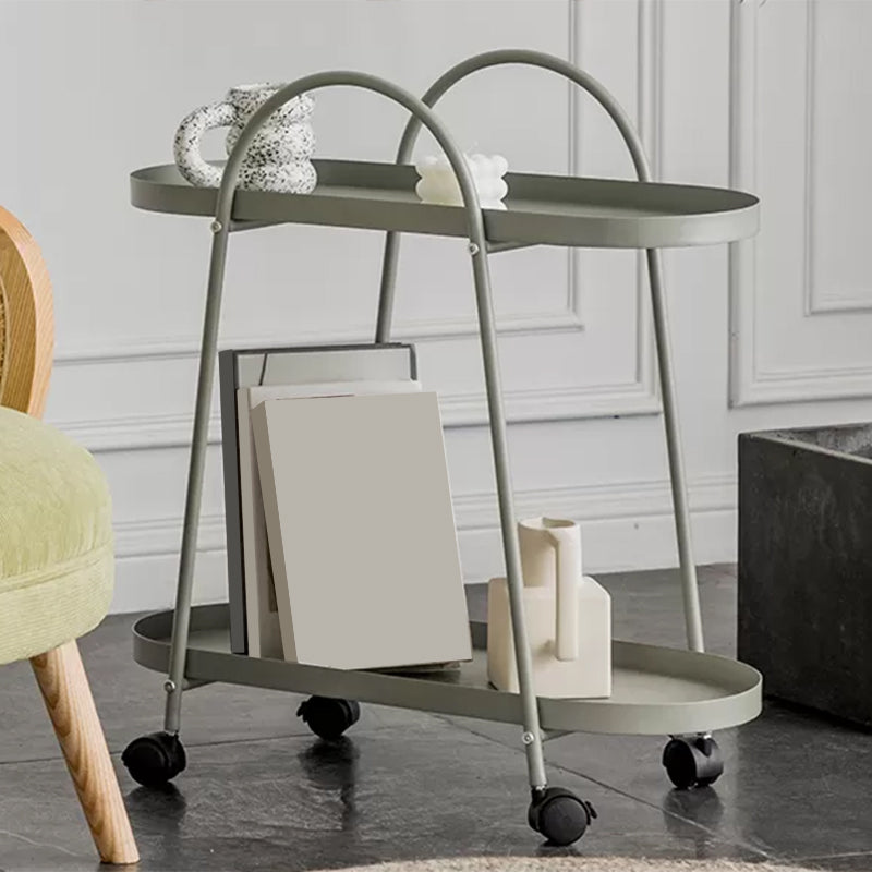 Mid-Century Side Table with Metal Shelves Geometric Tray Top Corner Table