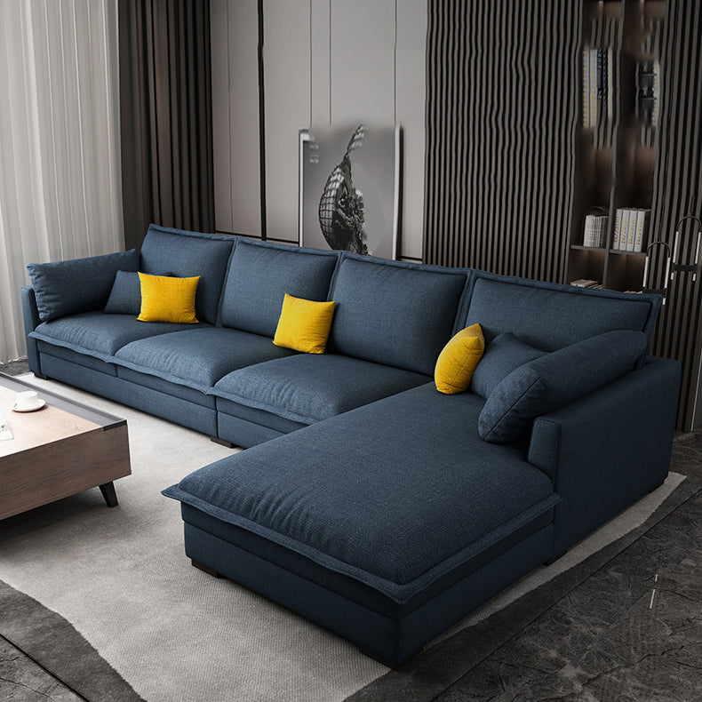 4-seater Fabric Slipcovered Sectional L-shape Square Arm Sectional Sofa