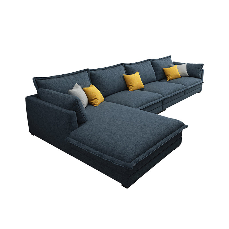 4-seater Fabric Slipcovered Sectional L-shape Square Arm Sectional Sofa