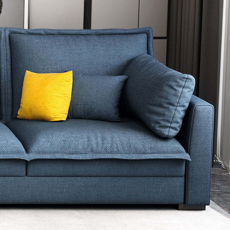 4-seater Fabric Slipcovered Sectional L-shape Square Arm Sectional Sofa