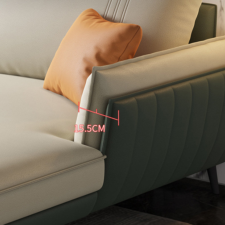 34.64" H Pillow Top Arm Sectional Faux Leather L-shape Sectional